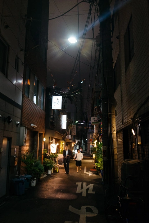 A couple at night in Tokyo A couple at night in Tokyo